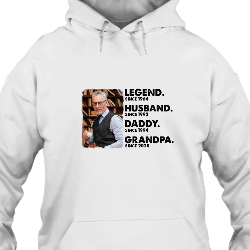 Legend Husband Daddy Grandpa - Custom Photo T-Shirt and Hoodie - Custom Gift for Father's Day, Christmas