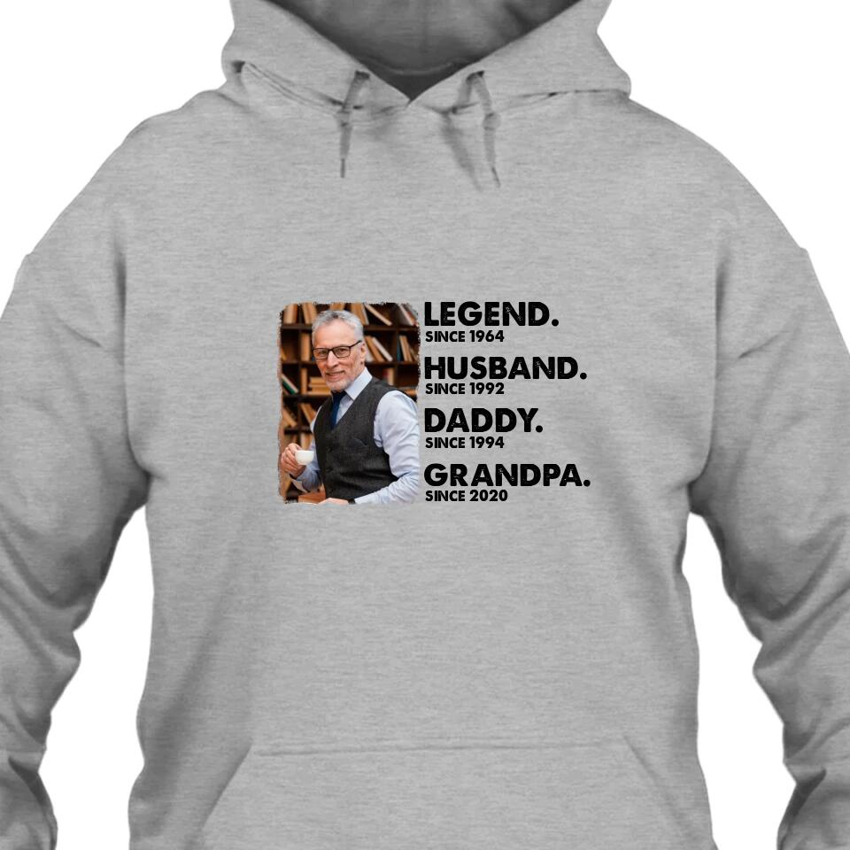 Legend Husband Daddy Grandpa - Custom Photo T-Shirt and Hoodie - Custom Gift for Father's Day, Christmas