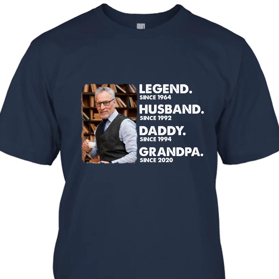 Legend Husband Daddy Grandpa - Custom Photo T-Shirt and Hoodie - Custom Gift for Father's Day, Christmas