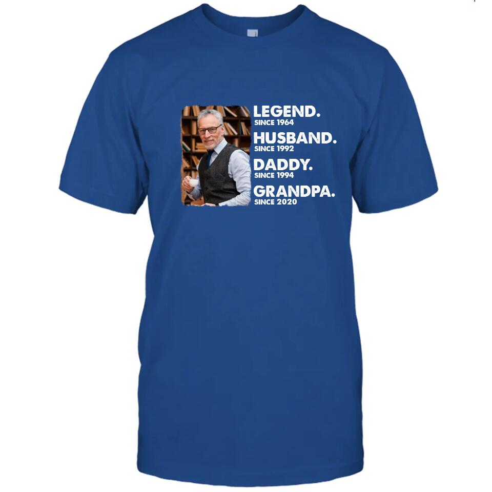 Legend Husband Daddy Grandpa - Custom Photo T-Shirt and Hoodie - Custom Gift for Father's Day, Christmas