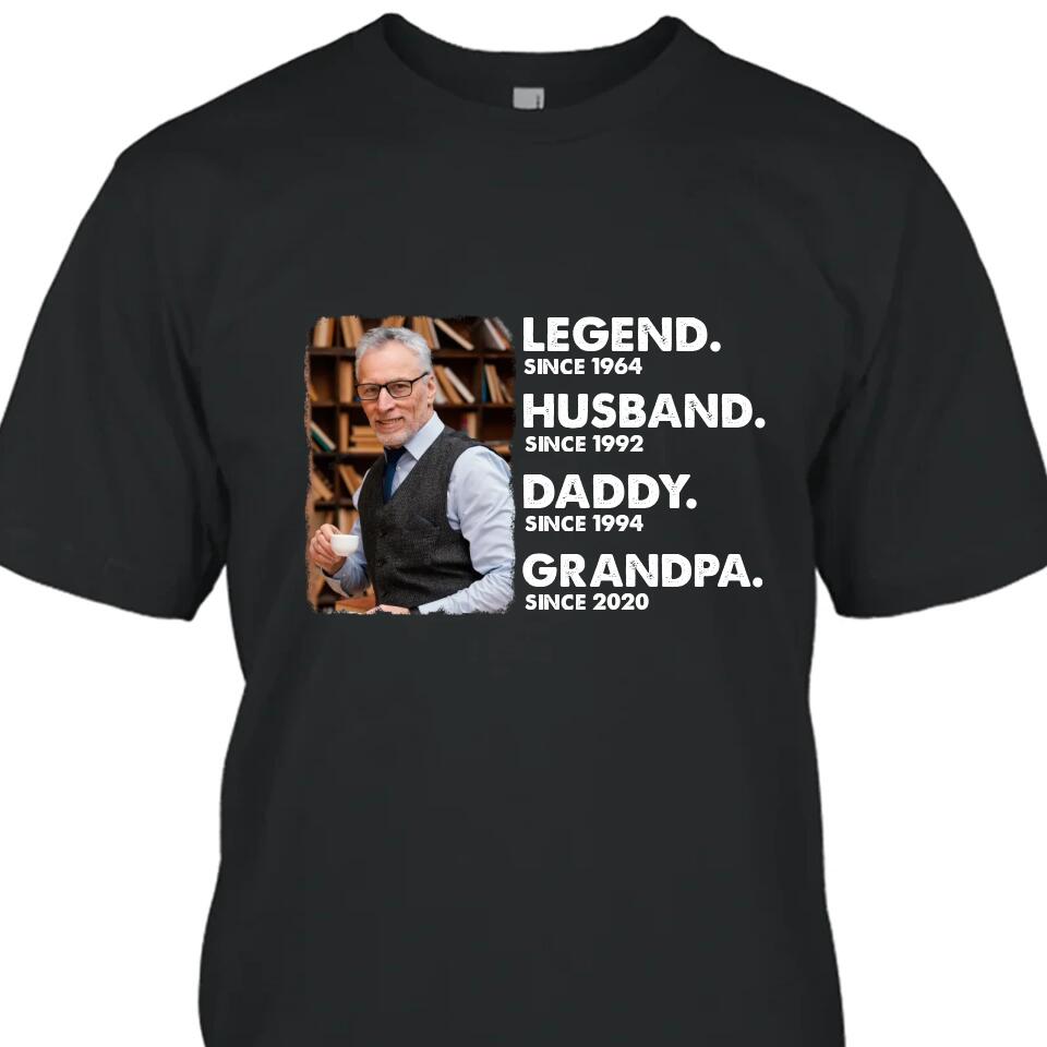 Legend Husband Daddy Grandpa - Custom Photo T-Shirt and Hoodie - Custom Gift for Father's Day, Christmas