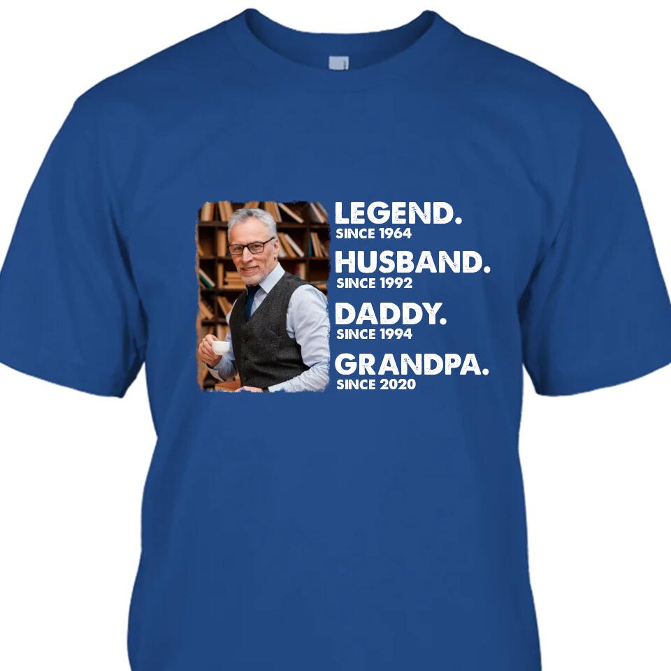 Legend Husband Daddy Grandpa - Custom Photo T-Shirt and Hoodie - Custom Gift for Father's Day, Christmas