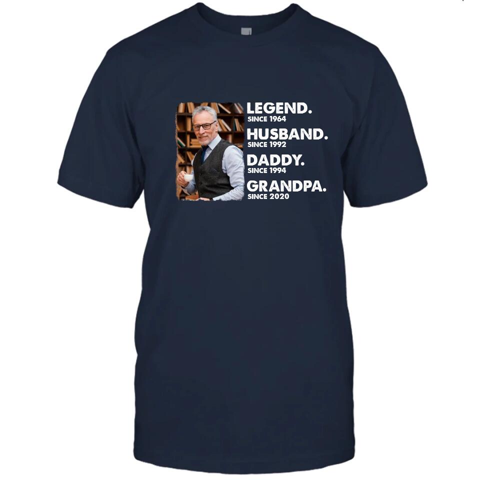 Legend Husband Daddy Grandpa - Custom Photo T-Shirt and Hoodie - Custom Gift for Father's Day, Christmas