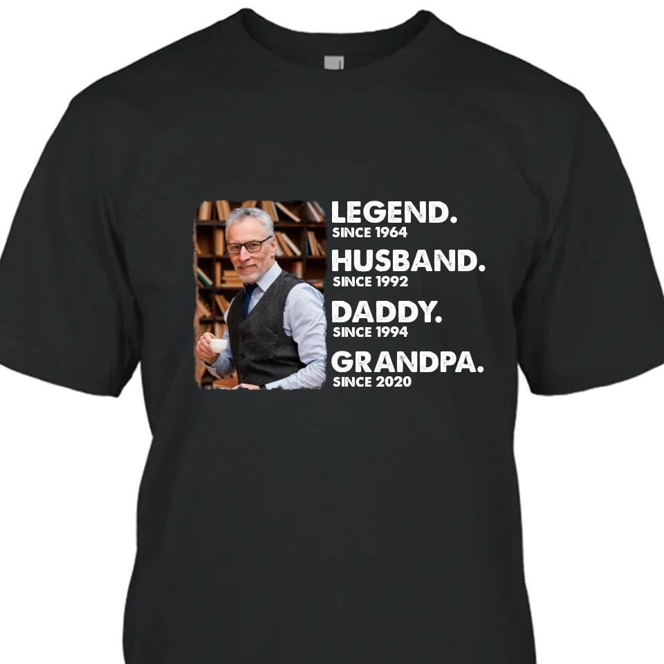 Legend Husband Daddy Grandpa - Custom Photo T-Shirt and Hoodie - Custom Gift for Father's Day, Christmas