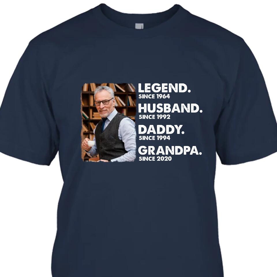 Legend Husband Daddy Grandpa - Custom Photo T-Shirt and Hoodie - Custom Gift for Father's Day, Christmas