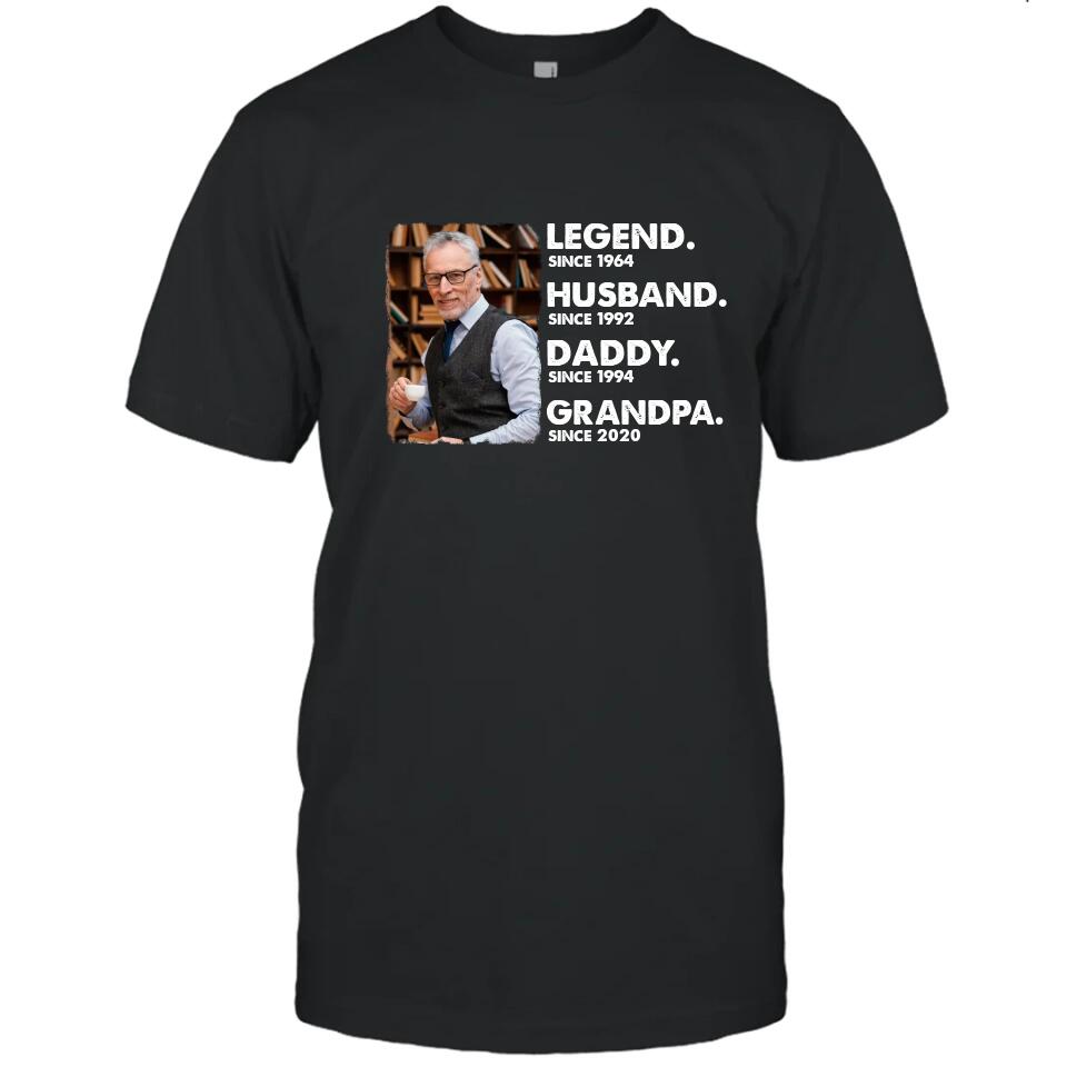 Legend Husband Daddy Grandpa - Custom Photo T-Shirt and Hoodie - Custom Gift for Father's Day, Christmas