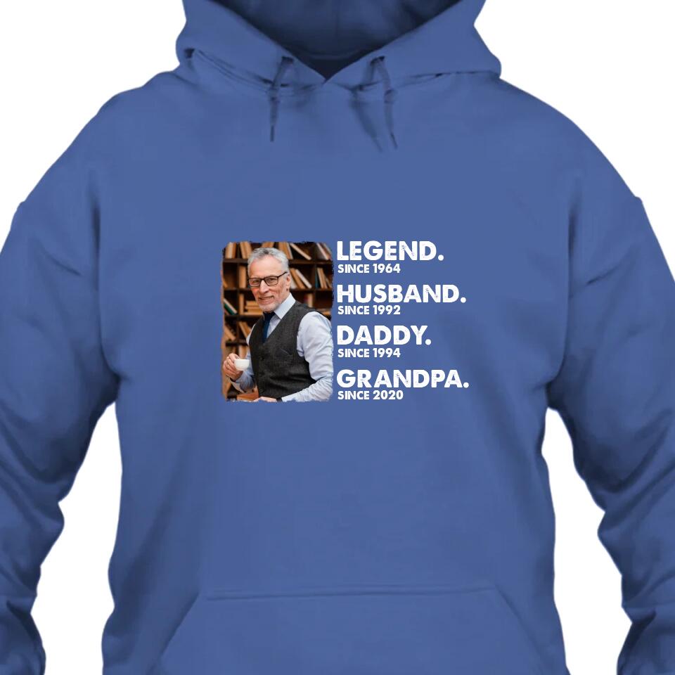 Legend Husband Daddy Grandpa - Custom Photo T-Shirt and Hoodie - Custom Gift for Father's Day, Christmas