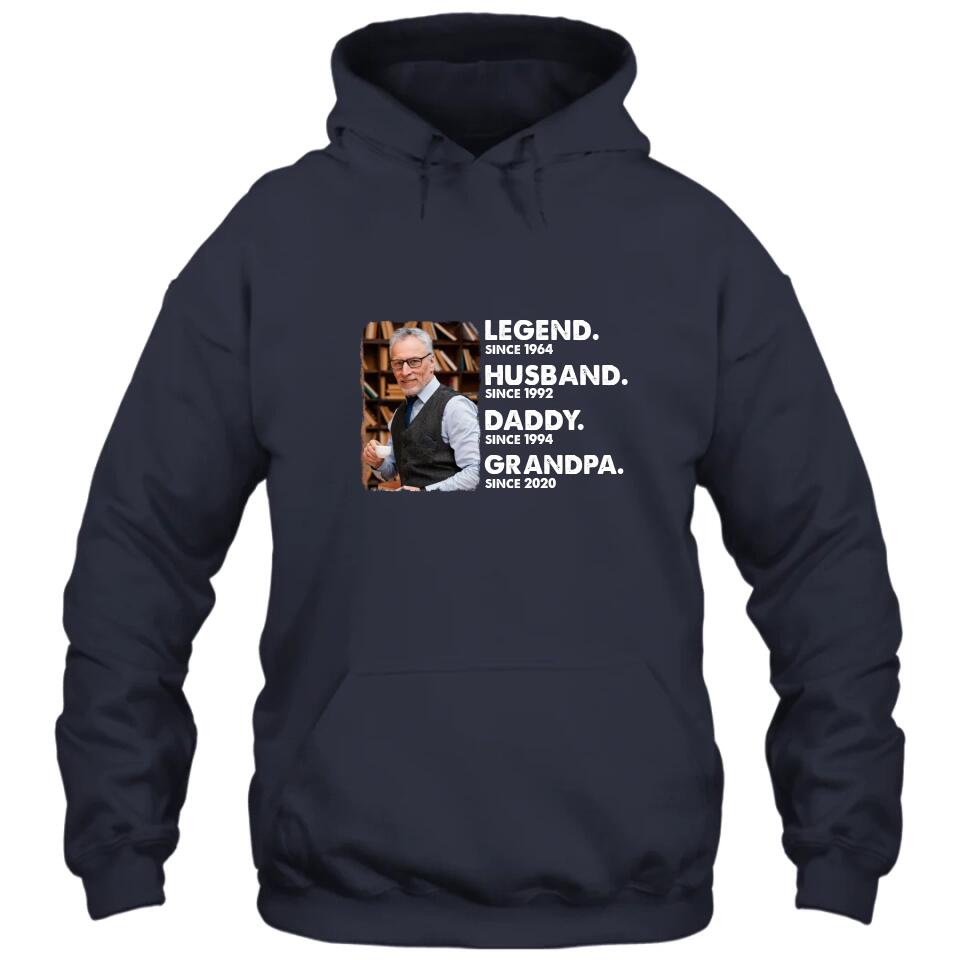 Legend Husband Daddy Grandpa - Custom Photo T-Shirt and Hoodie - Custom Gift for Father's Day, Christmas