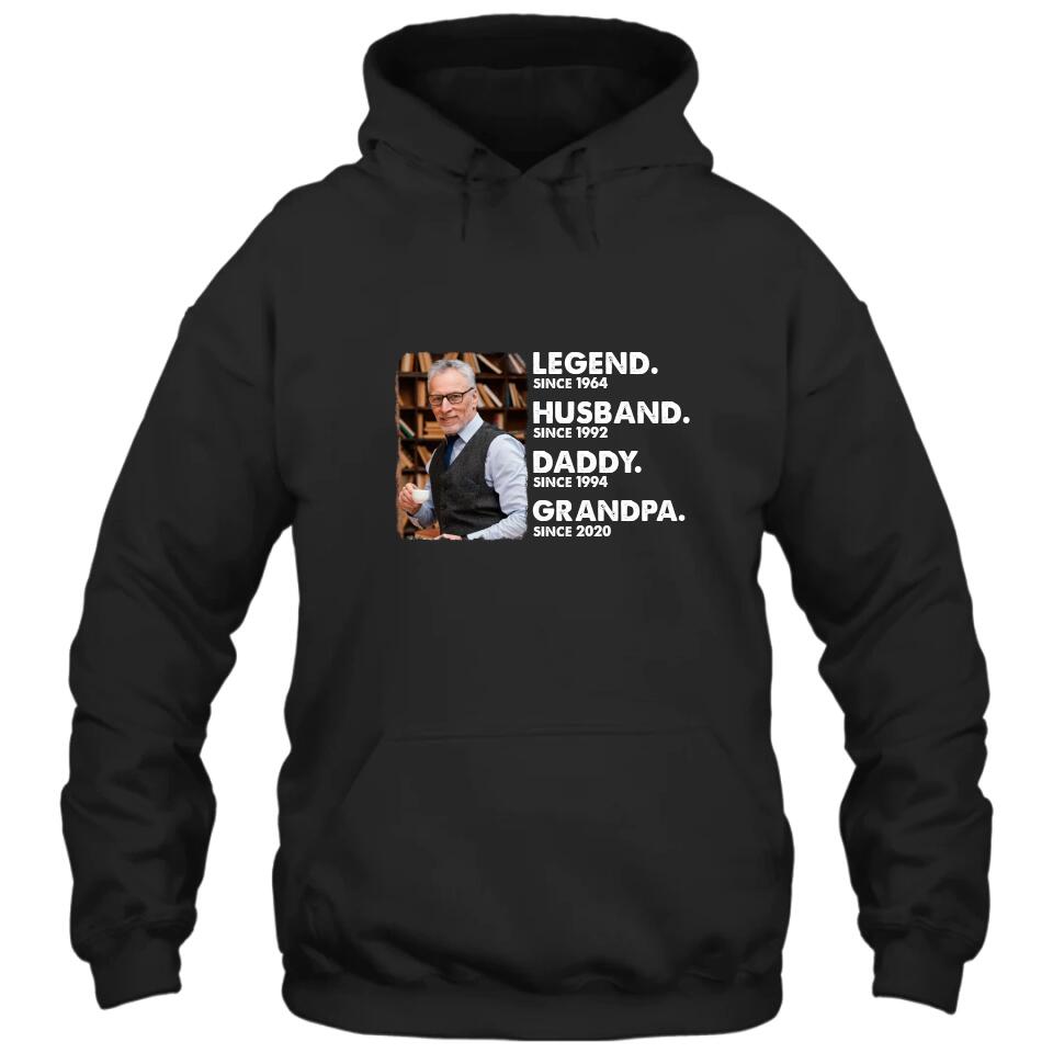 Legend Husband Daddy Grandpa - Custom Photo T-Shirt and Hoodie - Custom Gift for Father's Day, Christmas