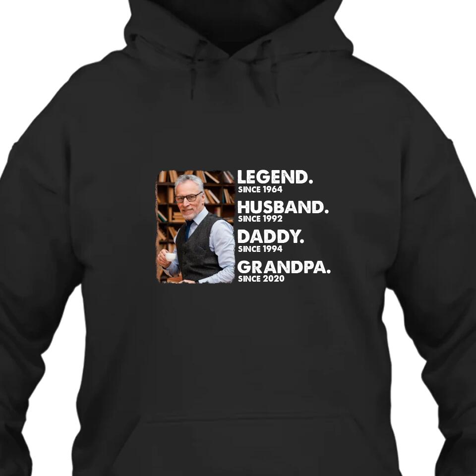 Legend Husband Daddy Grandpa - Custom Photo T-Shirt and Hoodie - Custom Gift for Father's Day, Christmas