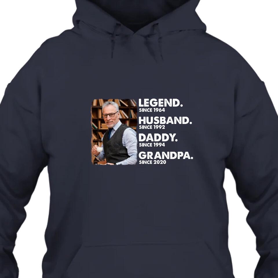 Legend Husband Daddy Grandpa - Custom Photo T-Shirt and Hoodie - Custom Gift for Father's Day, Christmas