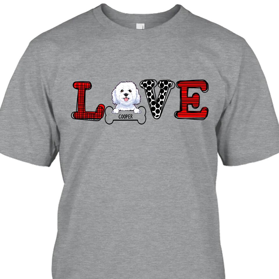 Love Dog - Personalized Dog Breeds T-Shirt and Hoodie - Custom Gift for Dog Lovers - Mother's Day, Father's Day, Christmas Gift