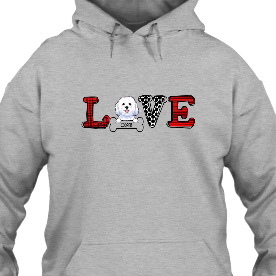 Love Dog - Personalized Dog Breeds T-Shirt and Hoodie - Custom Gift for Dog Lovers - Mother's Day, Father's Day, Christmas Gift