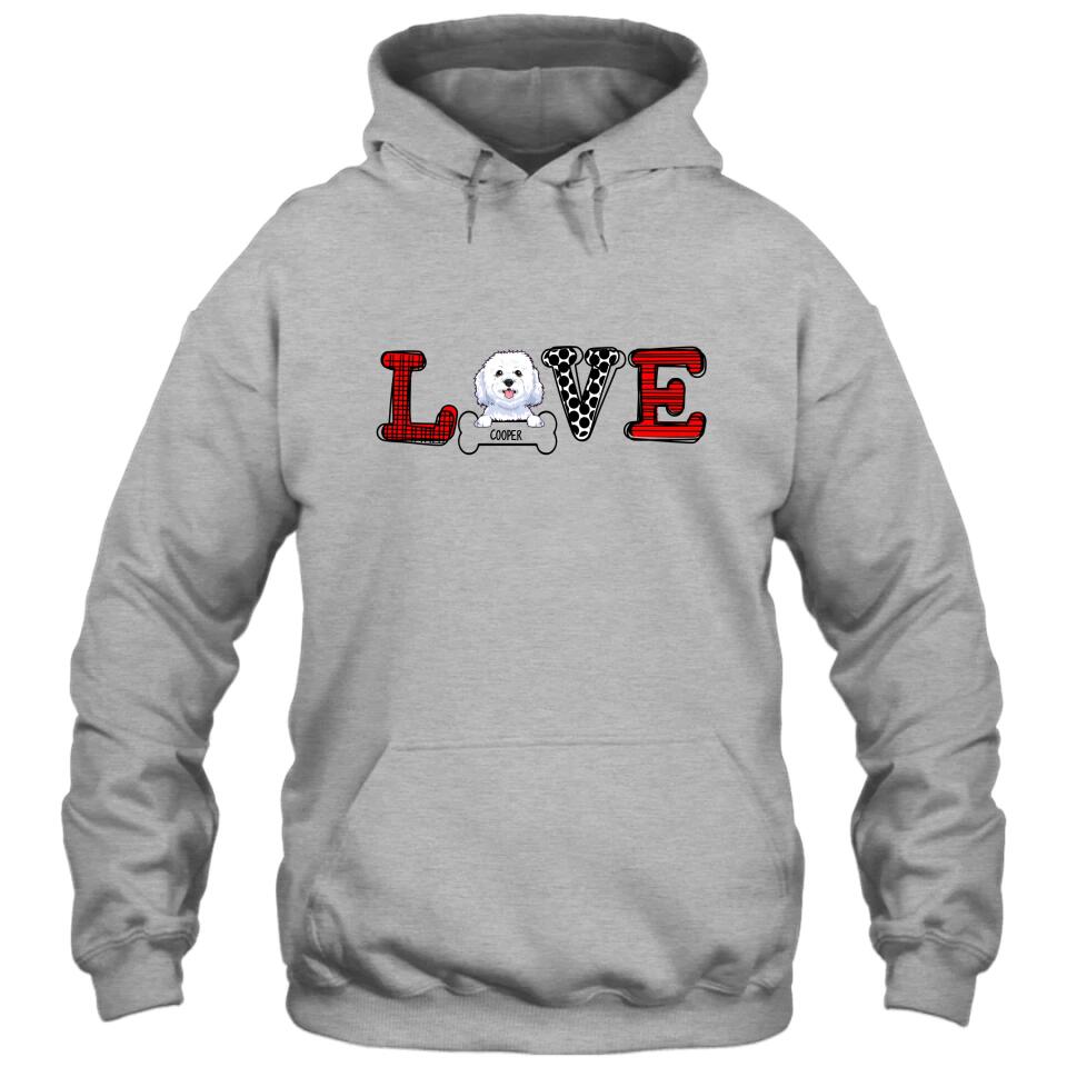 Love Dog - Personalized Dog Breeds T-Shirt and Hoodie - Custom Gift for Dog Lovers - Mother's Day, Father's Day, Christmas Gift