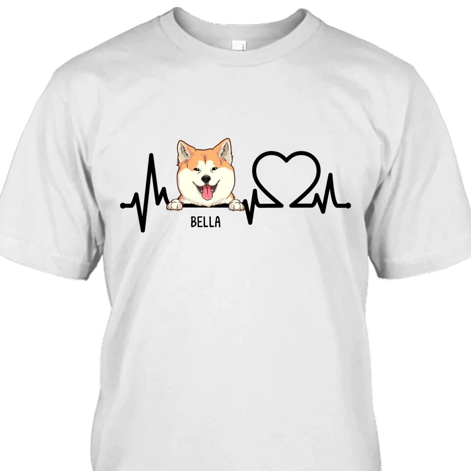 Dog Heartbeat - Personalized Dog Breeds T-Shirt and Hoodie - Custom Gift for Dog Lovers - Mother's Day, Father's Day, Christmas Gift