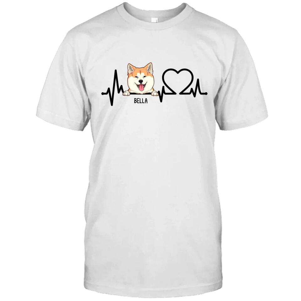 Dog Heartbeat - Personalized Dog Breeds T-Shirt and Hoodie - Custom Gift for Dog Lovers - Mother's Day, Father's Day, Christmas Gift