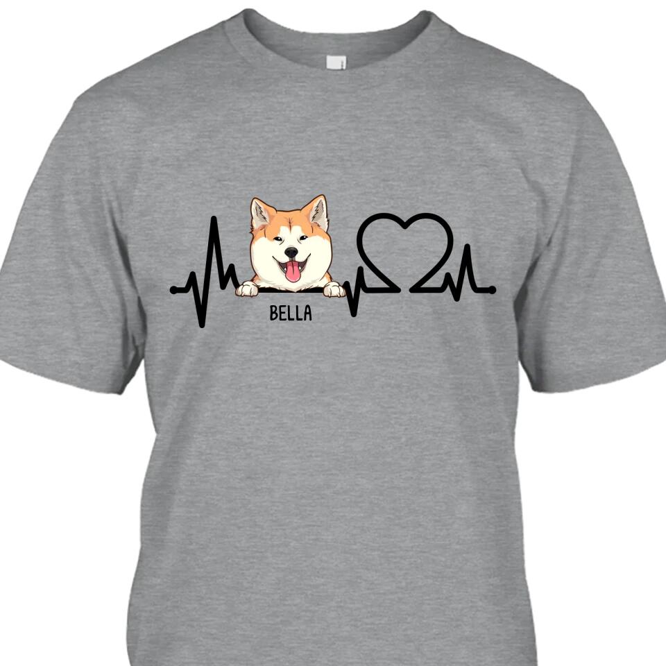 Dog Heartbeat - Personalized Dog Breeds T-Shirt and Hoodie - Custom Gift for Dog Lovers - Mother's Day, Father's Day, Christmas Gift