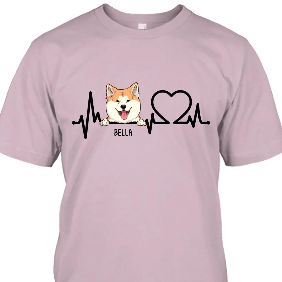 Dog Heartbeat - Personalized Dog Breeds T-Shirt and Hoodie - Custom Gift for Dog Lovers - Mother's Day, Father's Day, Christmas Gift