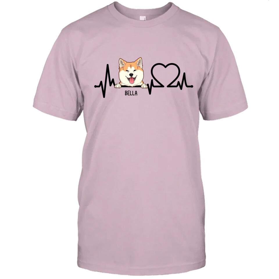 Dog Heartbeat - Personalized Dog Breeds T-Shirt and Hoodie - Custom Gift for Dog Lovers - Mother's Day, Father's Day, Christmas Gift