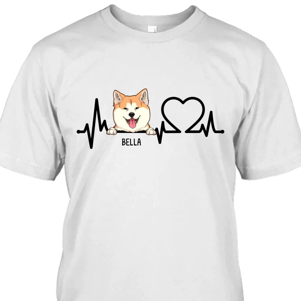 Dog Heartbeat - Personalized Dog Breeds T-Shirt and Hoodie - Custom Gift for Dog Lovers - Mother's Day, Father's Day, Christmas Gift