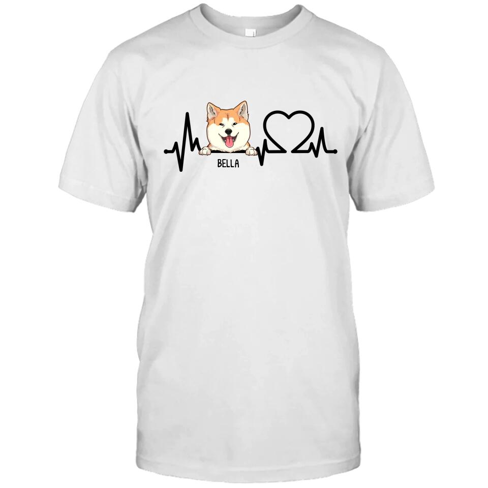 Dog Heartbeat - Personalized Dog Breeds T-Shirt and Hoodie - Custom Gift for Dog Lovers - Mother's Day, Father's Day, Christmas Gift