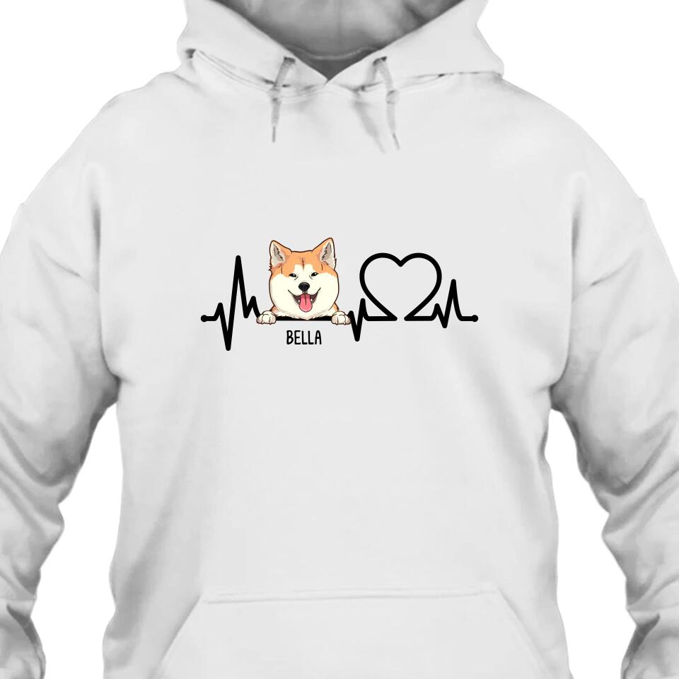 Dog Heartbeat - Personalized Dog Breeds T-Shirt and Hoodie - Custom Gift for Dog Lovers - Mother's Day, Father's Day, Christmas Gift