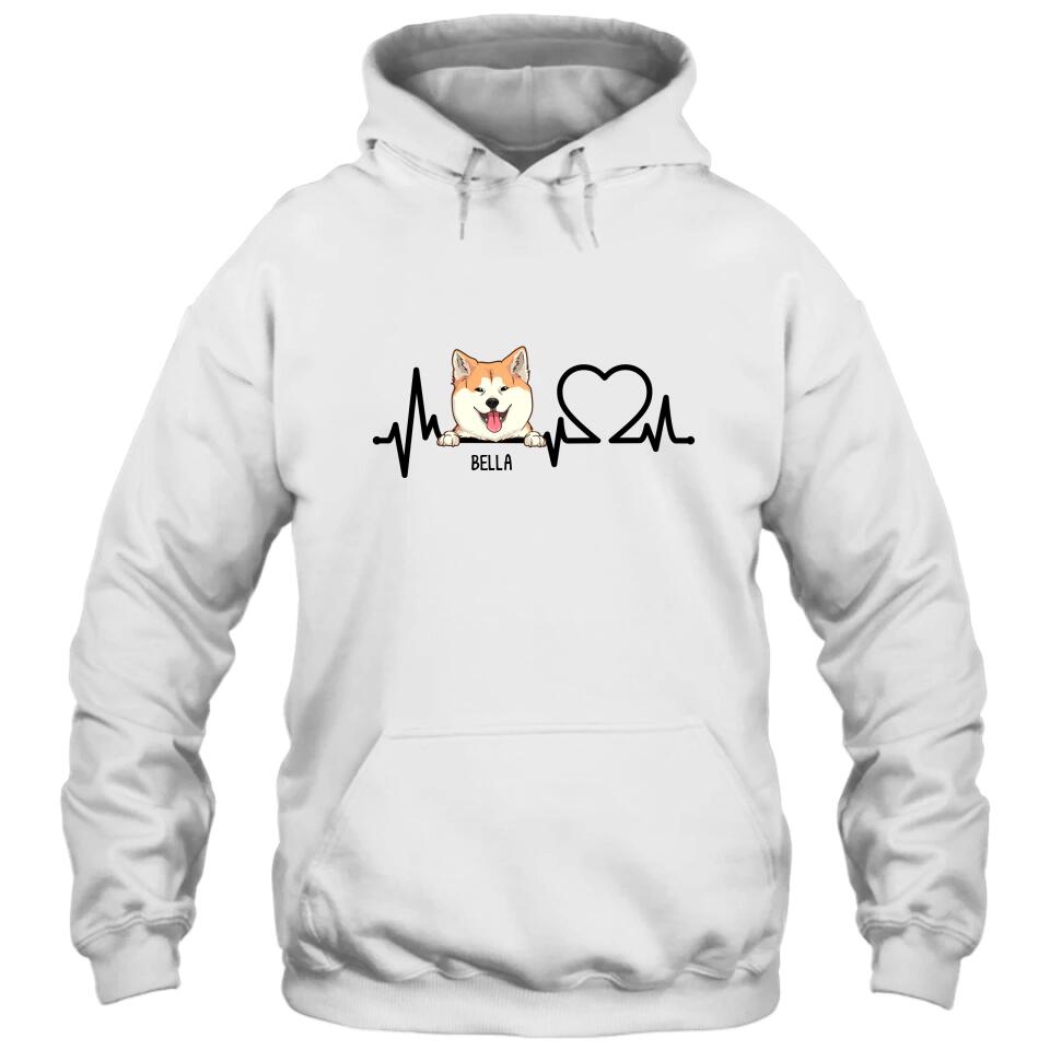 Dog Heartbeat - Personalized Dog Breeds T-Shirt and Hoodie - Custom Gift for Dog Lovers - Mother's Day, Father's Day, Christmas Gift