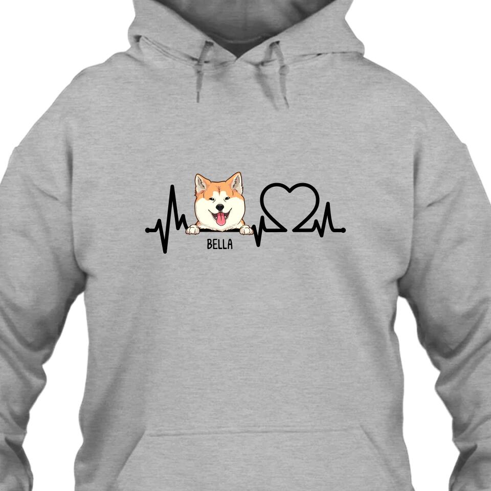 Dog Heartbeat - Personalized Dog Breeds T-Shirt and Hoodie - Custom Gift for Dog Lovers - Mother's Day, Father's Day, Christmas Gift