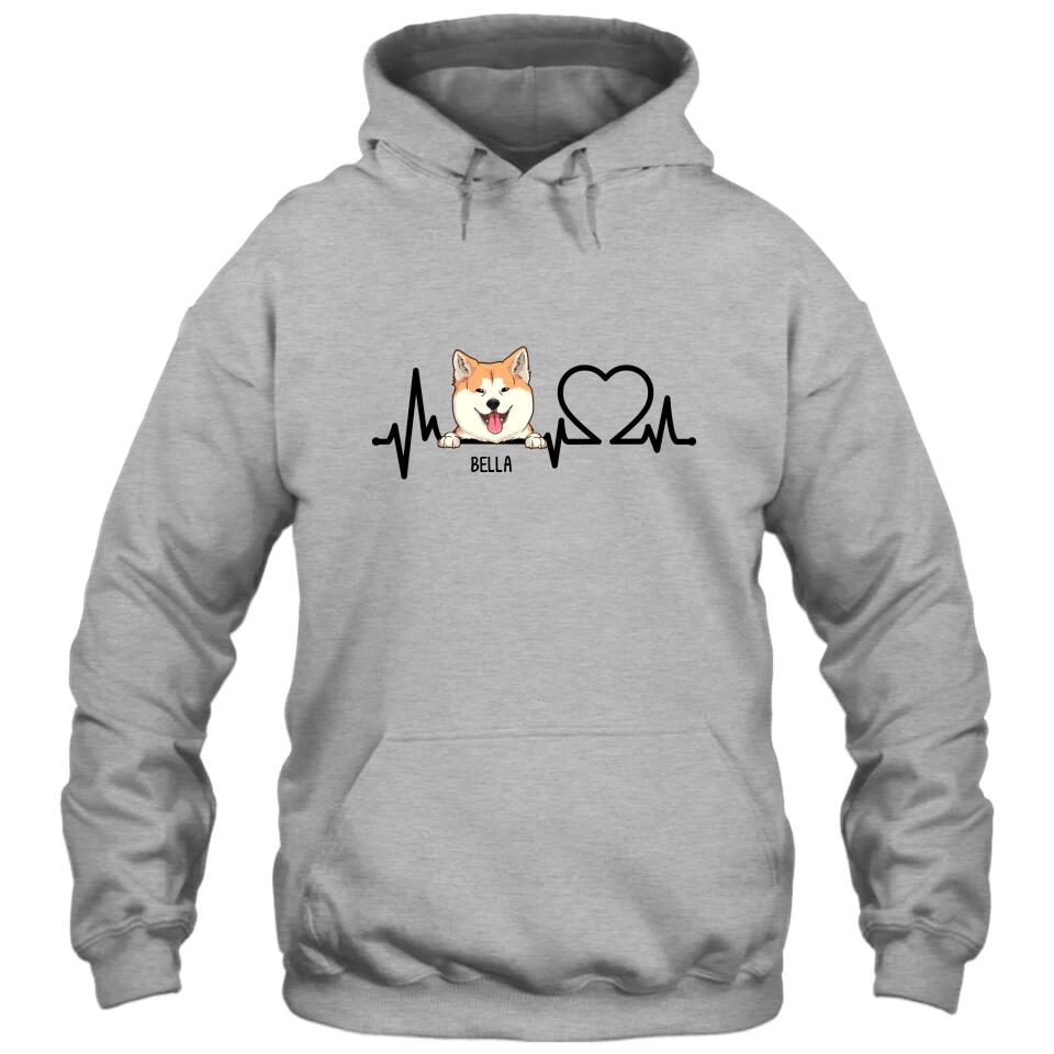 Dog Heartbeat - Personalized Dog Breeds T-Shirt and Hoodie - Custom Gift for Dog Lovers - Mother's Day, Father's Day, Christmas Gift