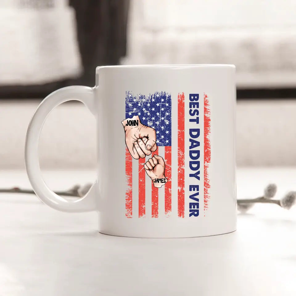 Personalized Best Dad Ever Mug - Dad American Flag Mug - Custom Gift for Father's Day, Independence Day, Christmas