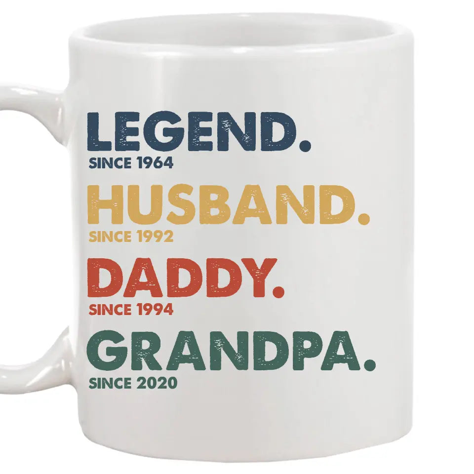 Vintage Legend Husband Daddy Grandpa - Personalized  Mug - Custom Gift for Father's Day, Christmas