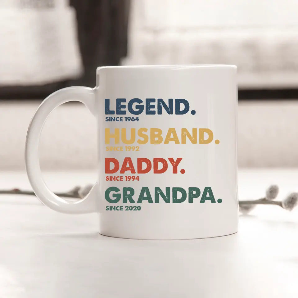 Vintage Legend Husband Daddy Grandpa - Personalized  Mug - Custom Gift for Father's Day, Christmas