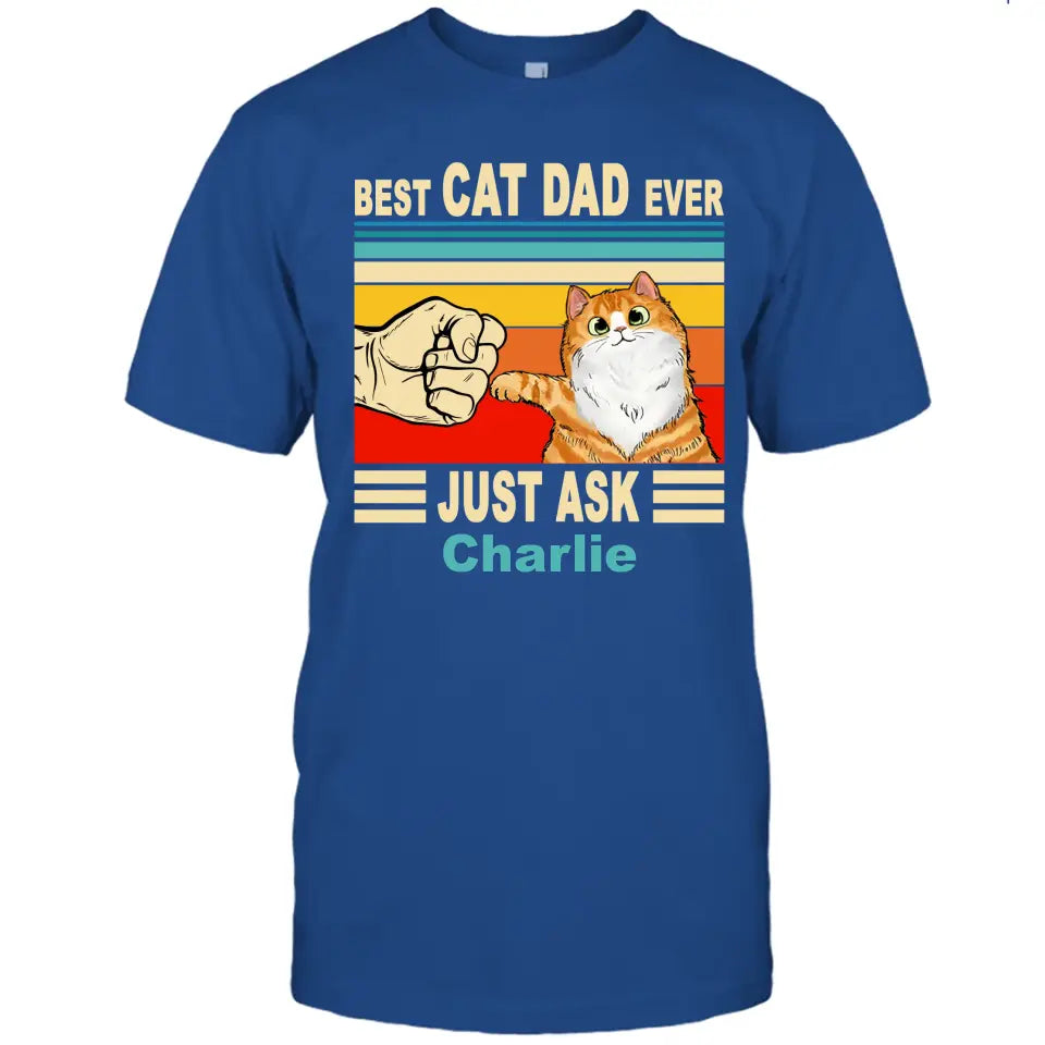 Best Cat Dad Ever - Personalized T-Shirt and Hoodie - Vintage Cat Dad Shirt - Custom Gift for Cat Lovers - Father's Day, Christmas Gift