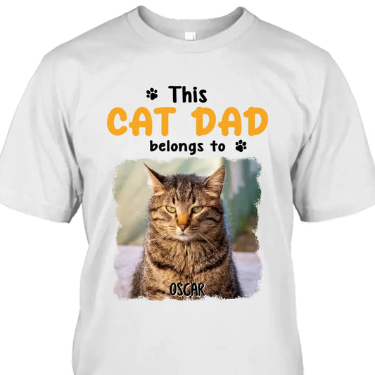 This Cat Dad Belong To - Personalized Cat Photo T-Shirt and Hoodie - Custom Gift for Cat Lovers - Father's Day, Christmas Gift