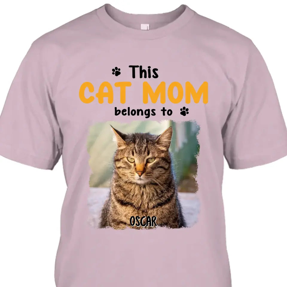 This Cat Mom Belong To - Personalized Cat Photo T-Shirt and Hoodie - Custom Gift for Cat Lovers - Mother's Day, Christmas Gift