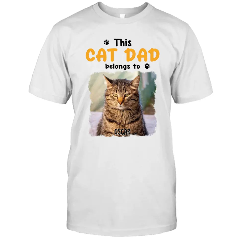 This Cat Dad Belong To - Personalized Cat Photo T-Shirt and Hoodie - Custom Gift for Cat Lovers - Father's Day, Christmas Gift