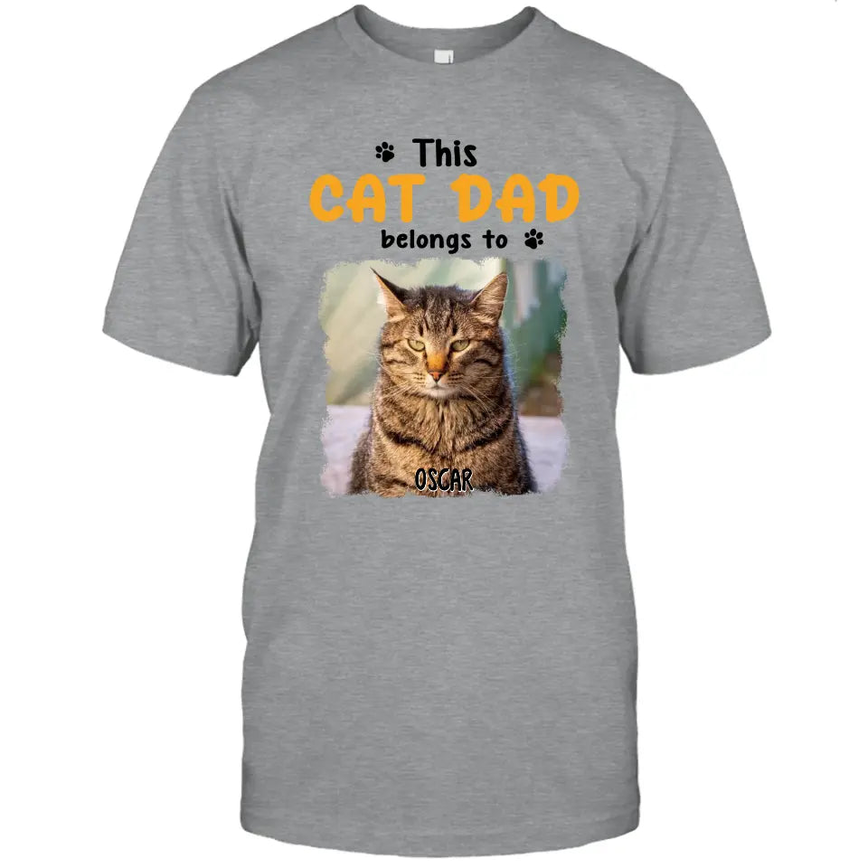 This Cat Dad Belong To - Personalized Cat Photo T-Shirt and Hoodie - Custom Gift for Cat Lovers - Father's Day, Christmas Gift