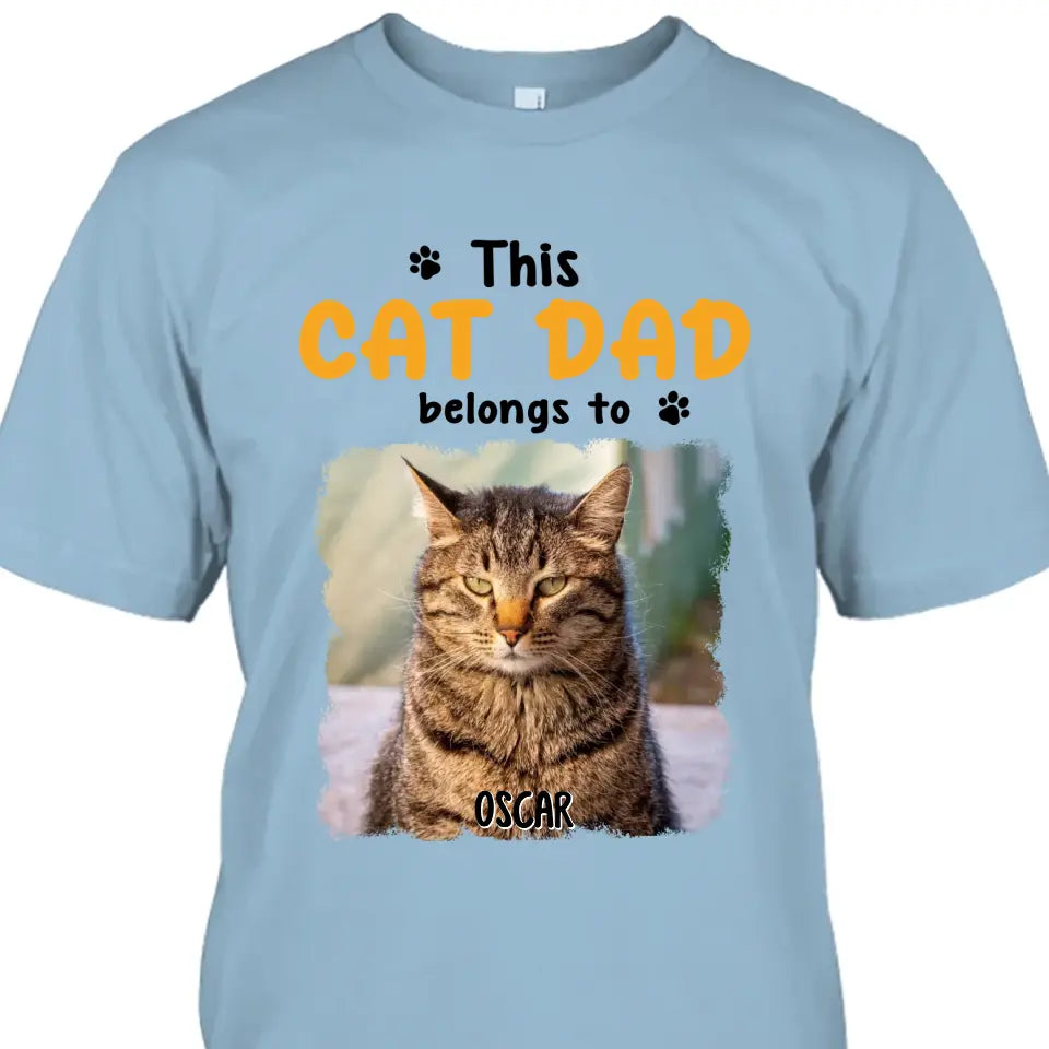 This Cat Dad Belong To - Personalized Cat Photo T-Shirt and Hoodie - Custom Gift for Cat Lovers - Father's Day, Christmas Gift