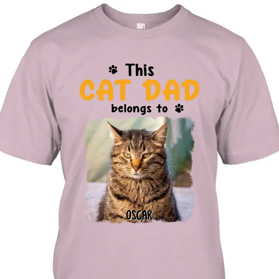 This Cat Dad Belong To - Personalized Cat Photo T-Shirt and Hoodie - Custom Gift for Cat Lovers - Father's Day, Christmas Gift