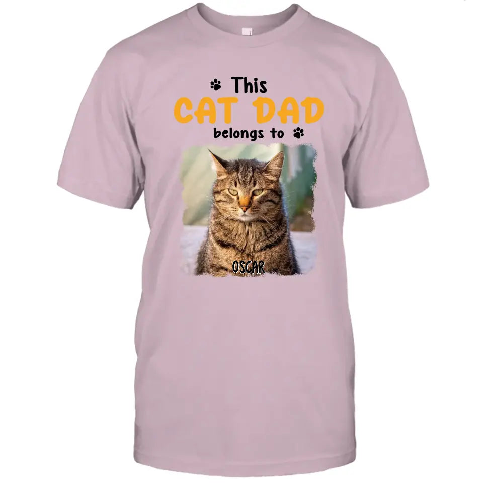 This Cat Dad Belong To - Personalized Cat Photo T-Shirt and Hoodie - Custom Gift for Cat Lovers - Father's Day, Christmas Gift