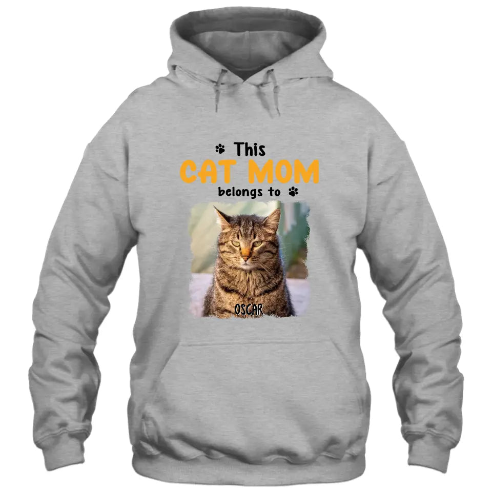 This Cat Mom Belong To - Personalized Cat Photo T-Shirt and Hoodie - Custom Gift for Cat Lovers - Mother's Day, Christmas Gift