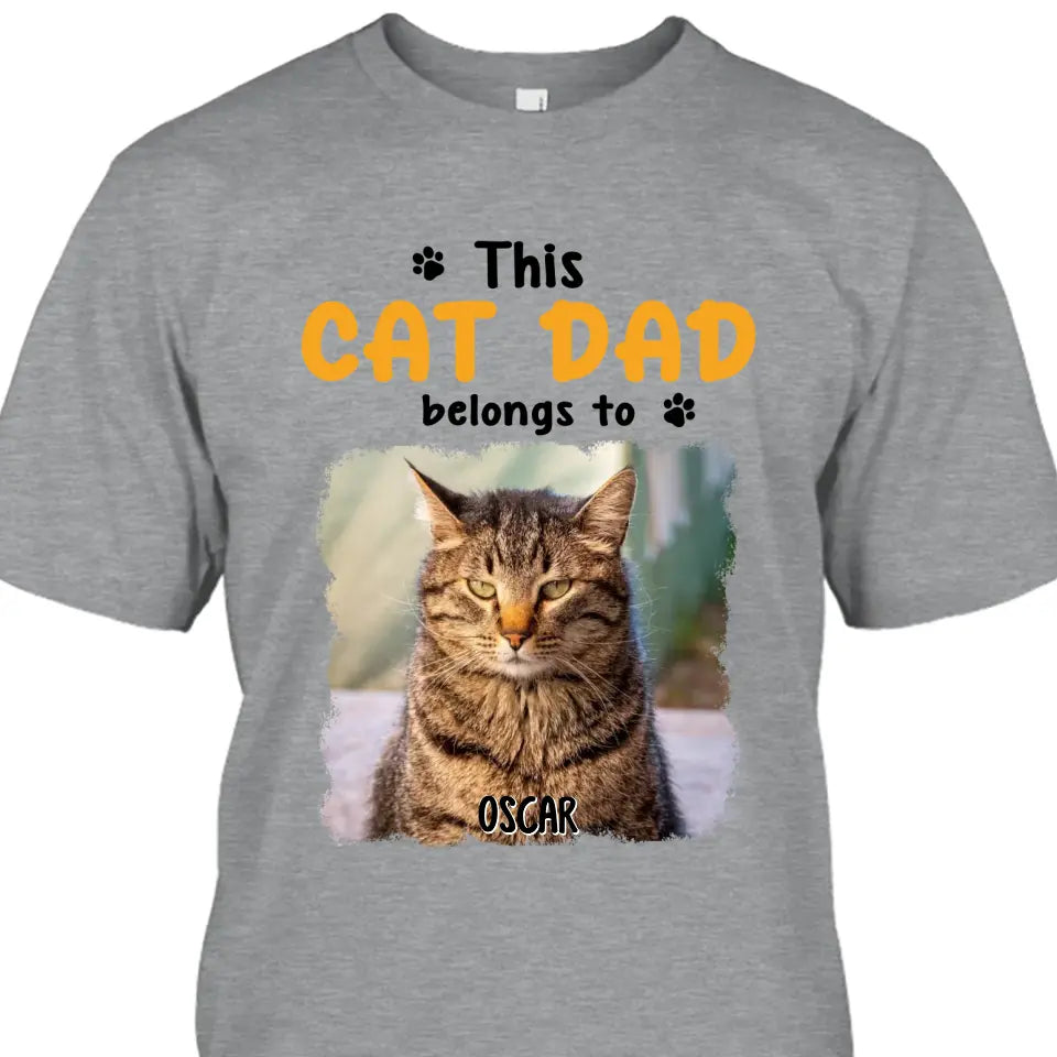 This Cat Dad Belong To - Personalized Cat Photo T-Shirt and Hoodie - Custom Gift for Cat Lovers - Father's Day, Christmas Gift