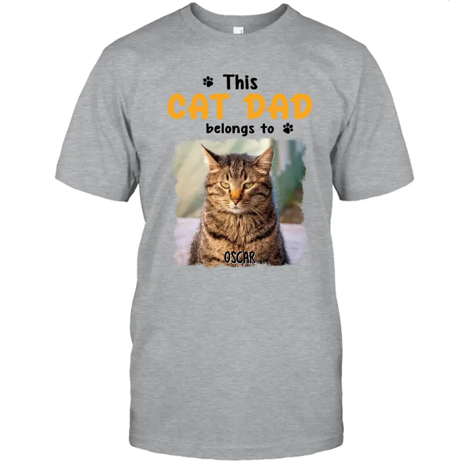 This Cat Dad Belong To - Personalized Cat Photo T-Shirt and Hoodie - Custom Gift for Cat Lovers - Father's Day, Christmas Gift