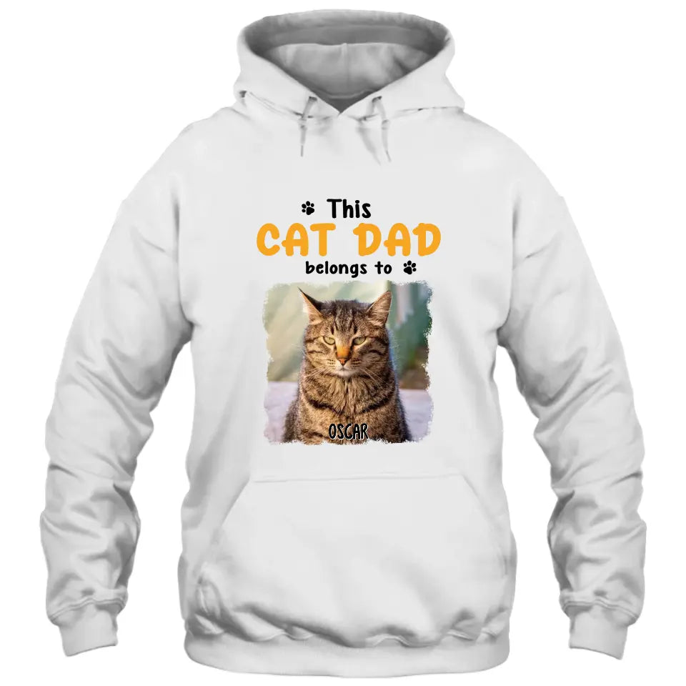 This Cat Dad Belong To - Personalized Cat Photo T-Shirt and Hoodie - Custom Gift for Cat Lovers - Father's Day, Christmas Gift