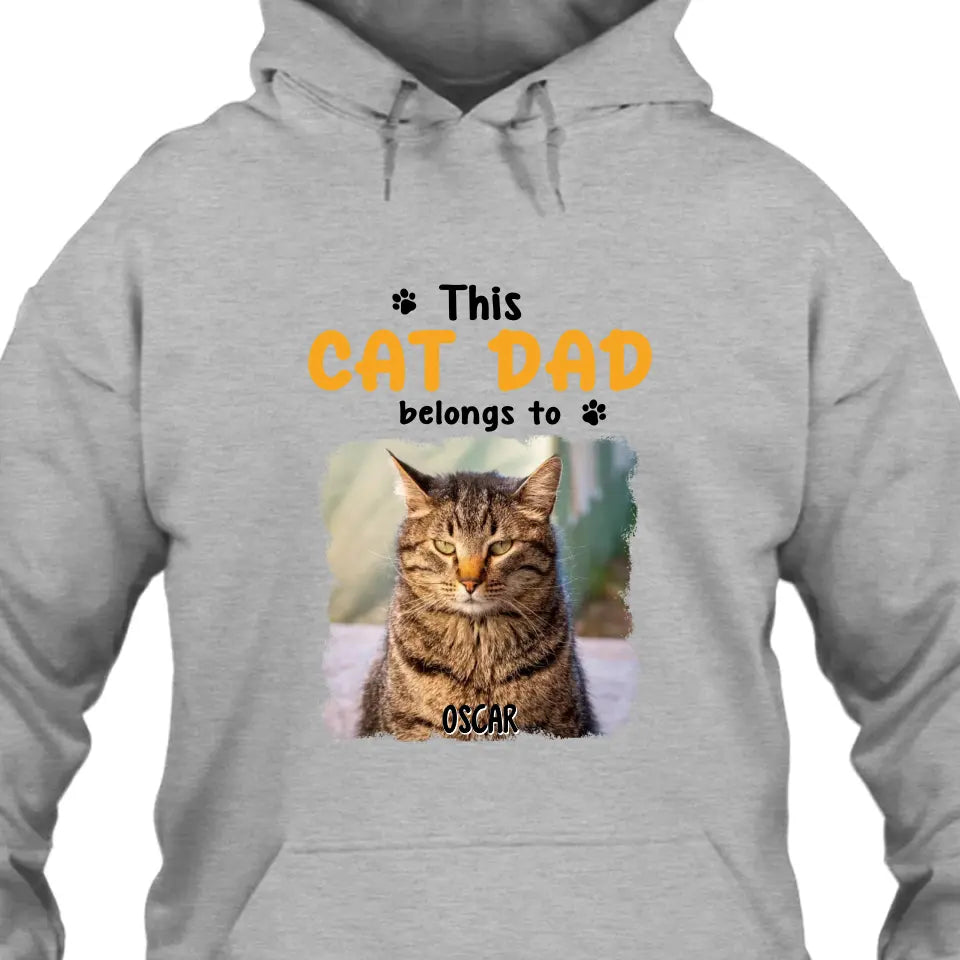 This Cat Dad Belong To - Personalized Cat Photo T-Shirt and Hoodie - Custom Gift for Cat Lovers - Father's Day, Christmas Gift