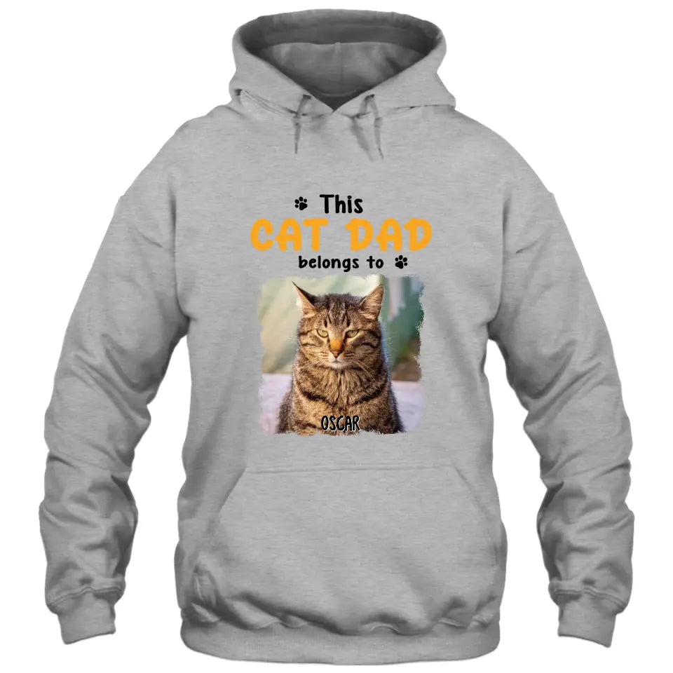 This Cat Dad Belong To - Personalized Cat Photo T-Shirt and Hoodie - Custom Gift for Cat Lovers - Father's Day, Christmas Gift