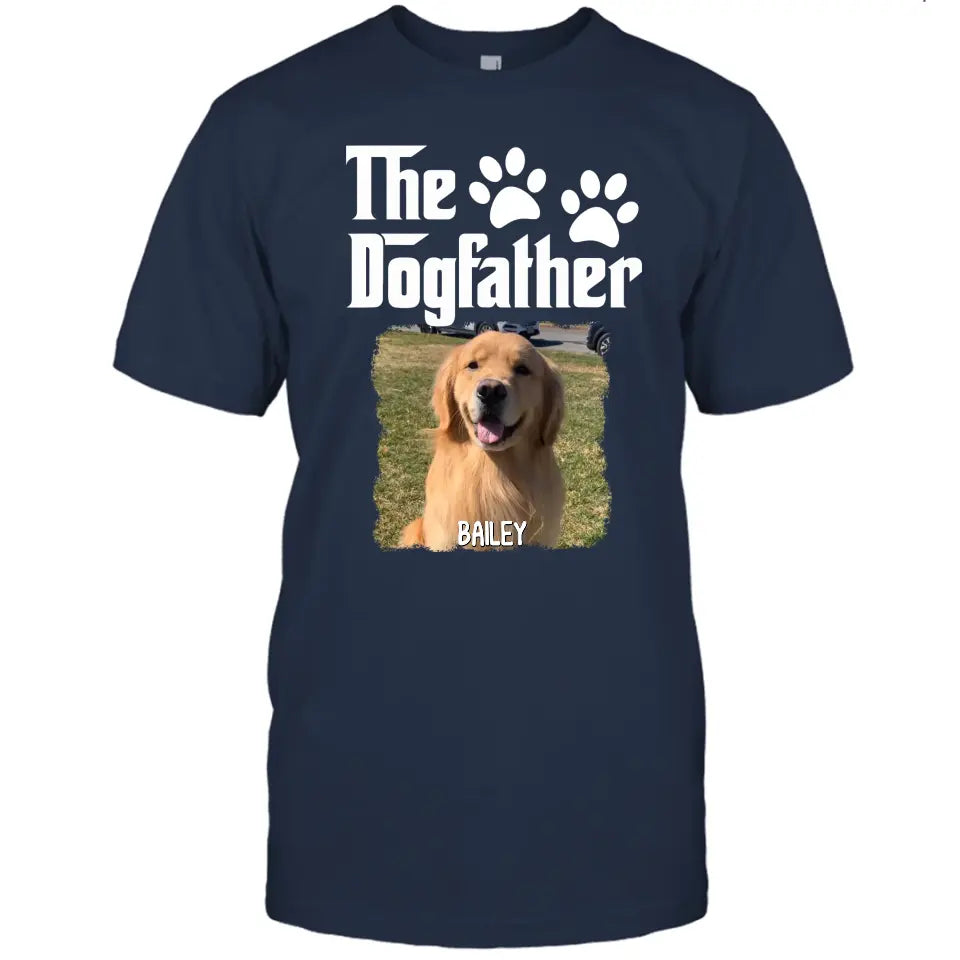 The Dogfather - Personalized Dog Photo T-Shirt and Hoodie - Custom Gift for Dog Lovers - Father's Day, Christmas Gift