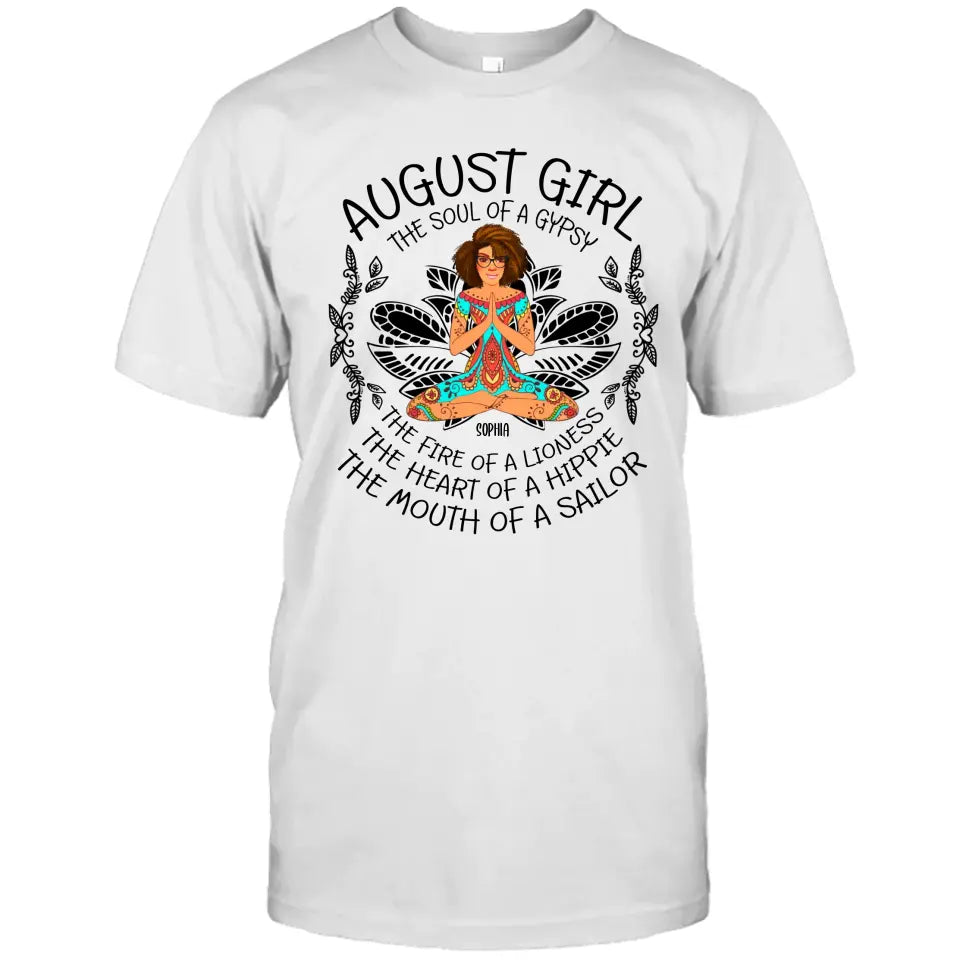 Personalized 12 Birth Month Girl - The Heart Of Gypsy, The Mouth Of A Sailor - T-Shirt and Hoodie - Hippie Gift For Birthday