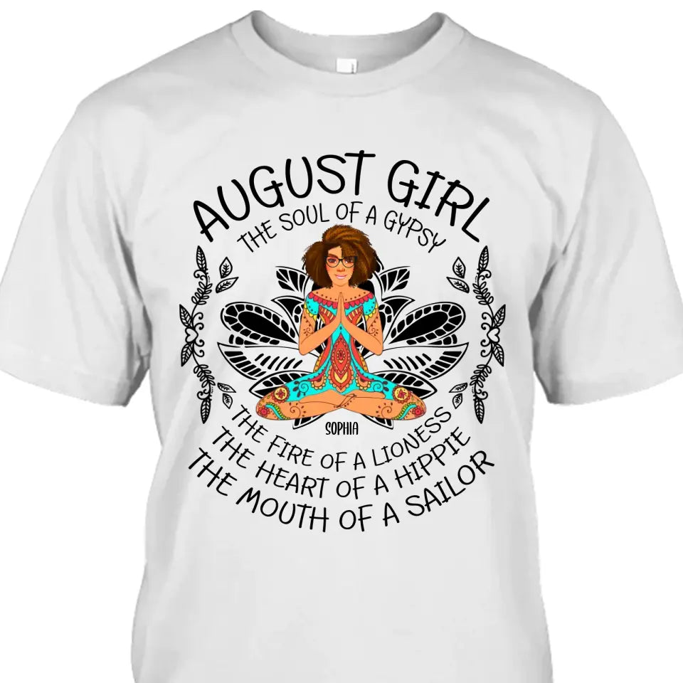 Personalized 12 Birth Month Girl - The Heart Of Gypsy, The Mouth Of A Sailor - T-Shirt and Hoodie - Hippie Gift For Birthday