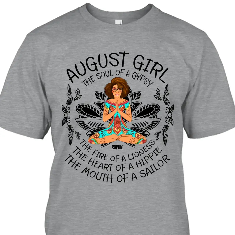 Personalized 12 Birth Month Girl - The Heart Of Gypsy, The Mouth Of A Sailor - T-Shirt and Hoodie - Hippie Gift For Birthday